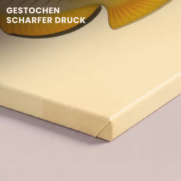 Ovaal - Vis - Geel - Schubben canvas 2cm klein -closeup_print_DE