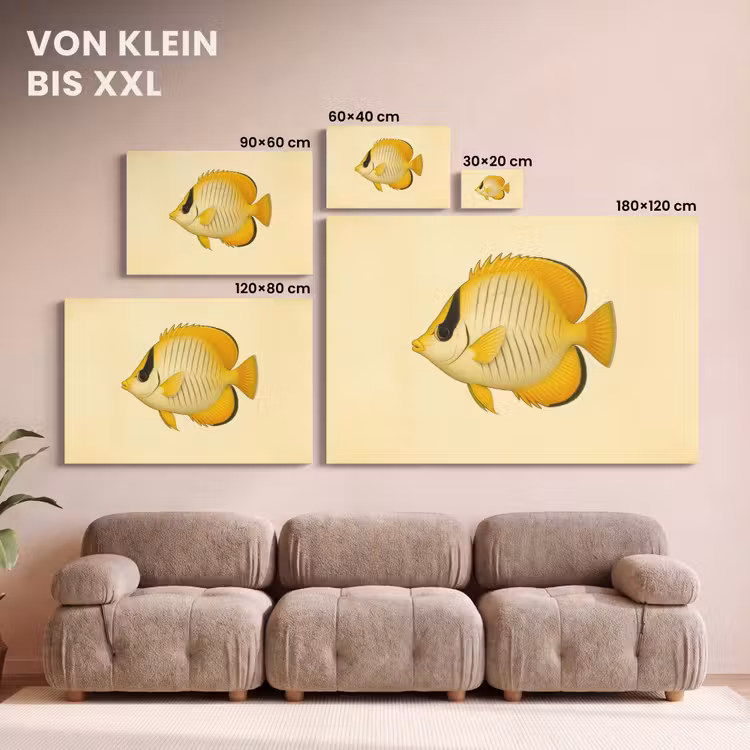 Ovaal - Vis - Geel - Schubben canvas 2cm klein -Xsfeer8_DE