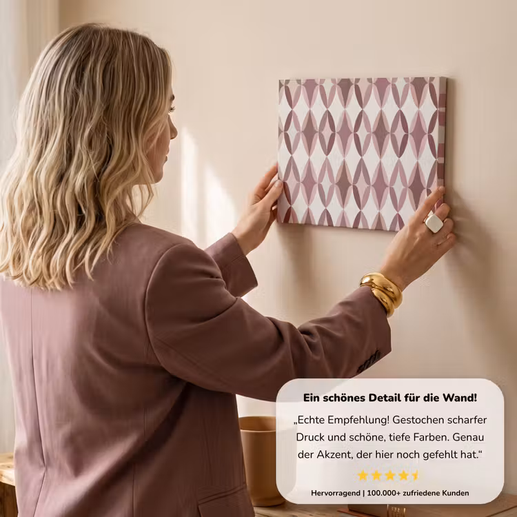 Ovaal - Textuur - Roze canvas 2cm klein 34 -sfeer3