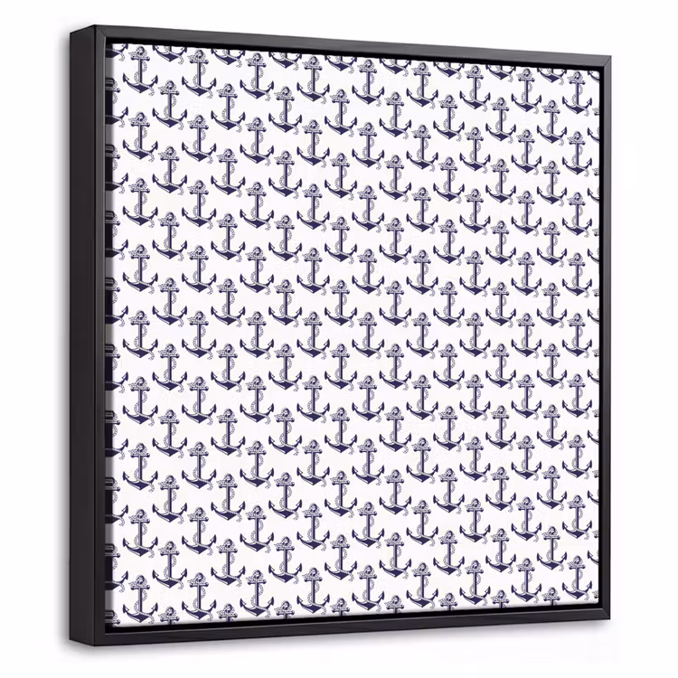 Oceaan - Anker - Blauw - Wit Canvas met baklijst klein 1124 -threedimensional_3d_global
