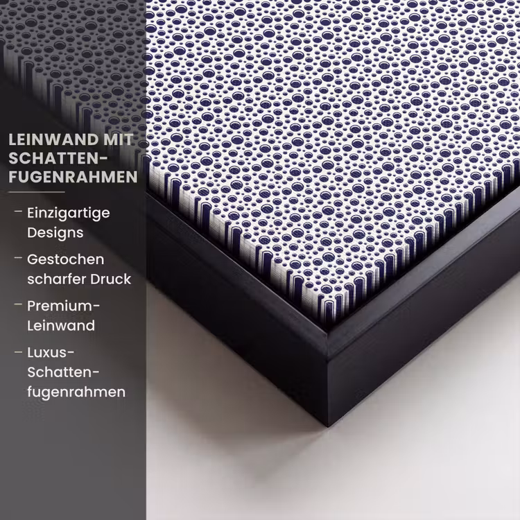 Oceaan - Bubbel - Blauw - Wit Canvas met baklijst klein 1124 -uniquesellingpoint_productkenmerken_DE