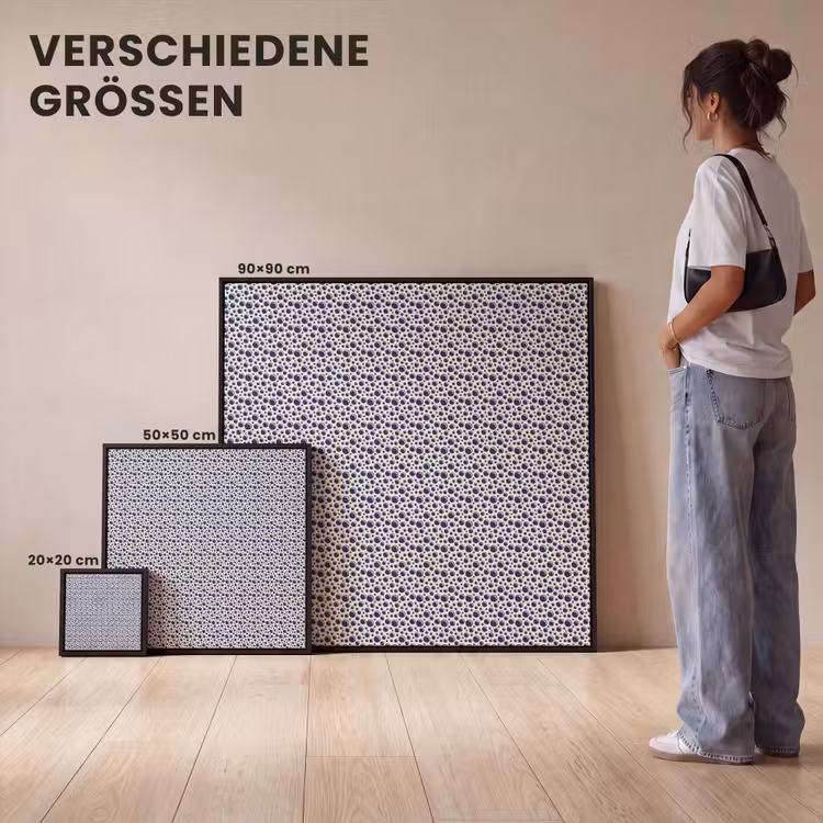 Oceaan - Bubbel - Blauw - Wit Canvas met baklijst klein 1124 -comparison_formatenoverzicht_DE