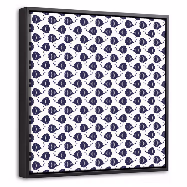 Oceaan - Vis - Blauw - Wit Canvas met baklijst klein 1124 -threedimensional_3d_global