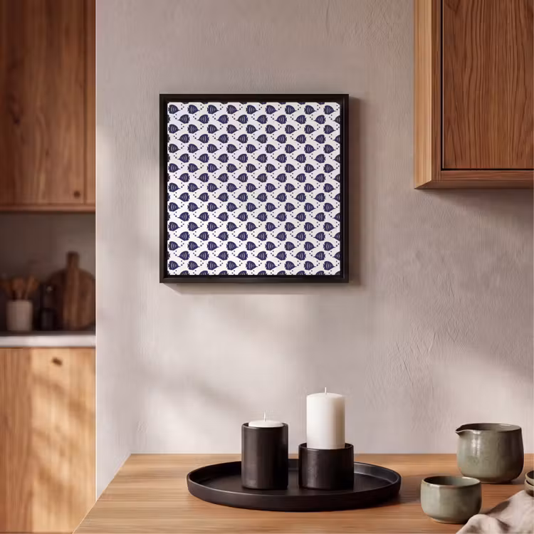 Oceaan - Vis - Blauw - Wit Canvas met baklijst klein 1124 -atmosphere_sfeer2_global