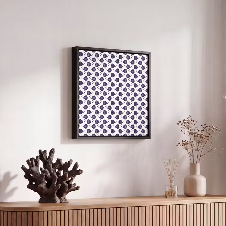 Oceaan - Vis - Blauw - Wit Canvas met baklijst klein 1124 -atmosphere_sfeer4_global