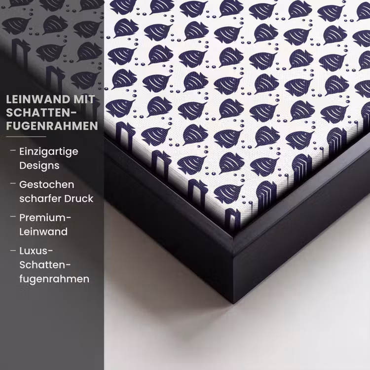 Oceaan - Vis - Blauw - Wit Canvas met baklijst klein 1124 -uniquesellingpoint_productkenmerken_DE