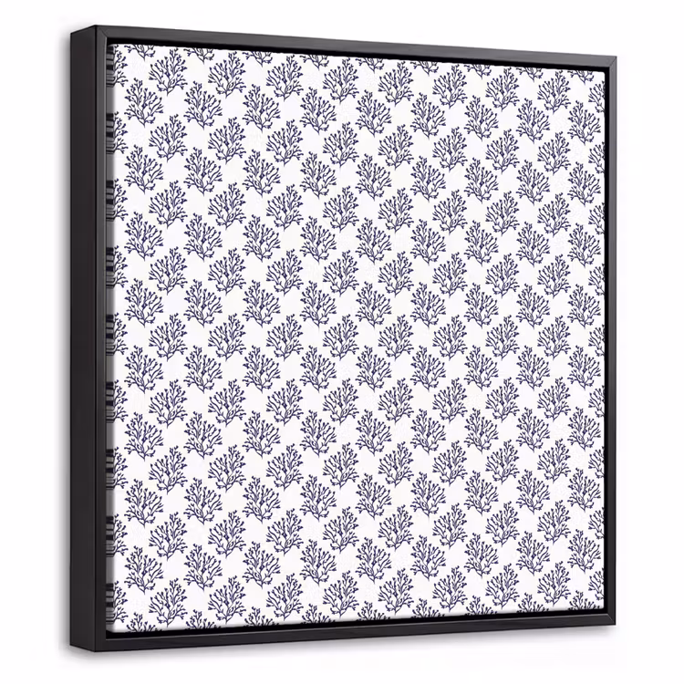 Oceaan - Koraal - Blauw - Wit Canvas met baklijst klein 1124 -threedimensional_3d_global