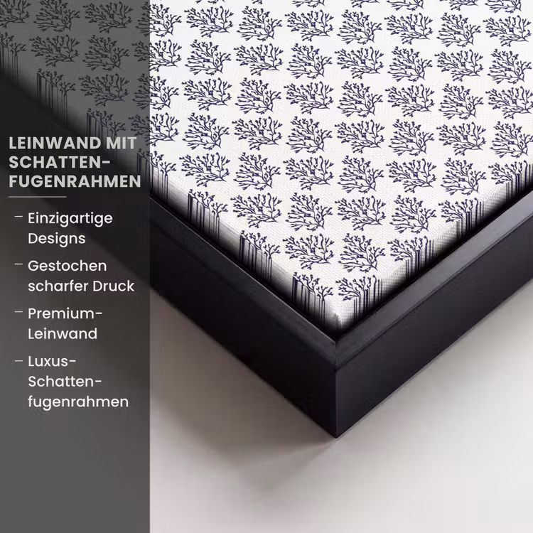 Oceaan - Koraal - Blauw - Wit Canvas met baklijst klein 1124 -uniquesellingpoint_productkenmerken_DE