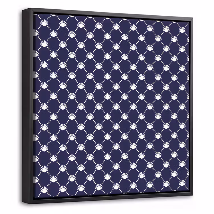 Oceaan - Schelp - Blauw - Wit Canvas met baklijst klein 1124 -threedimensional_3d_global