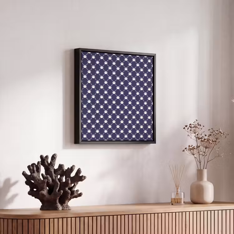 Oceaan - Schelp - Blauw - Wit Canvas met baklijst klein 1124 -atmosphere_sfeer4_global