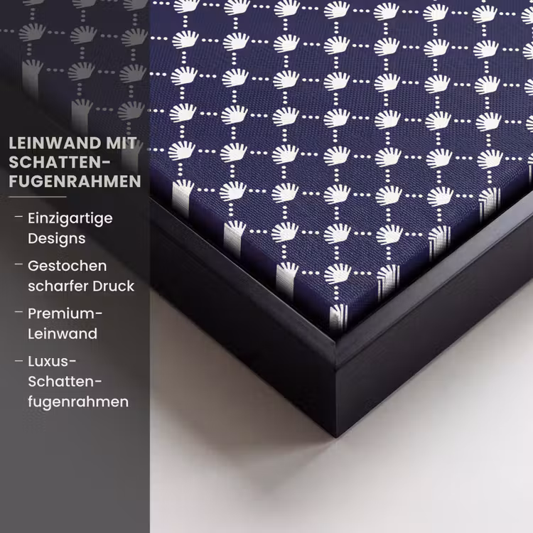 Oceaan - Schelp - Blauw - Wit Canvas met baklijst klein 1124 -uniquesellingpoint_productkenmerken_DE