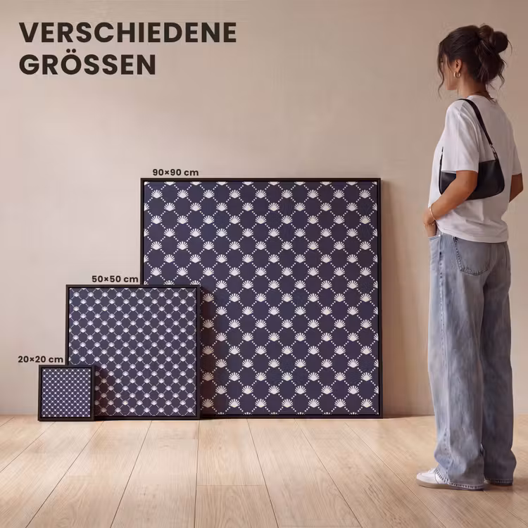 Oceaan - Schelp - Blauw - Wit Canvas met baklijst klein 1124 -comparison_formatenoverzicht_DE