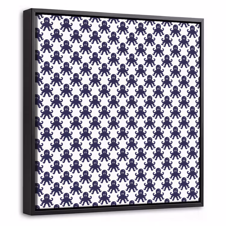 Oceaan - Octo - Blauw - Wit Canvas met baklijst klein 1124 -threedimensional_3d_global