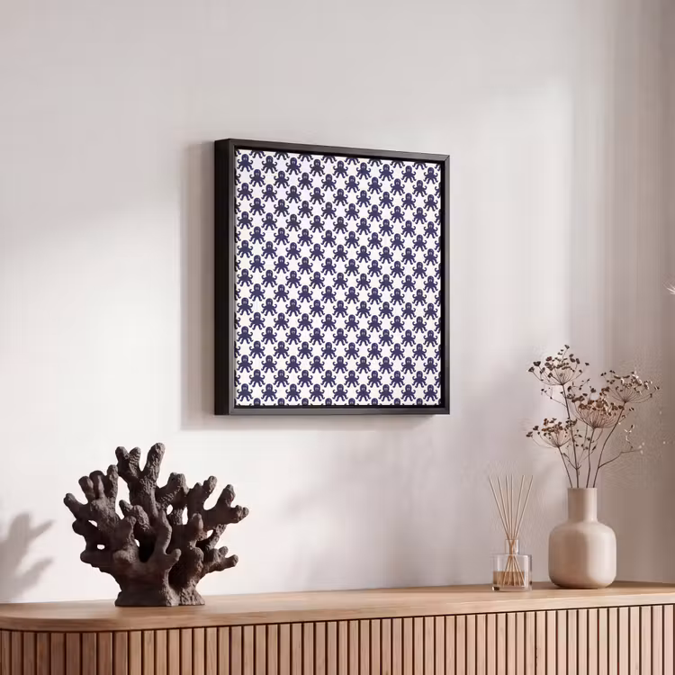 Oceaan - Octo - Blauw - Wit Canvas met baklijst klein 1124 -atmosphere_sfeer4_global