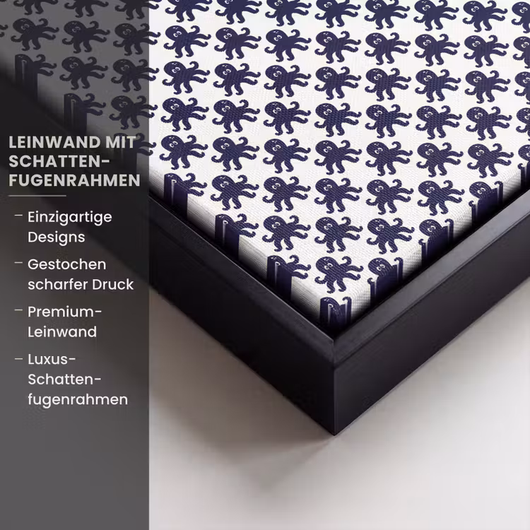 Oceaan - Octo - Blauw - Wit Canvas met baklijst klein 1124 -uniquesellingpoint_productkenmerken_DE
