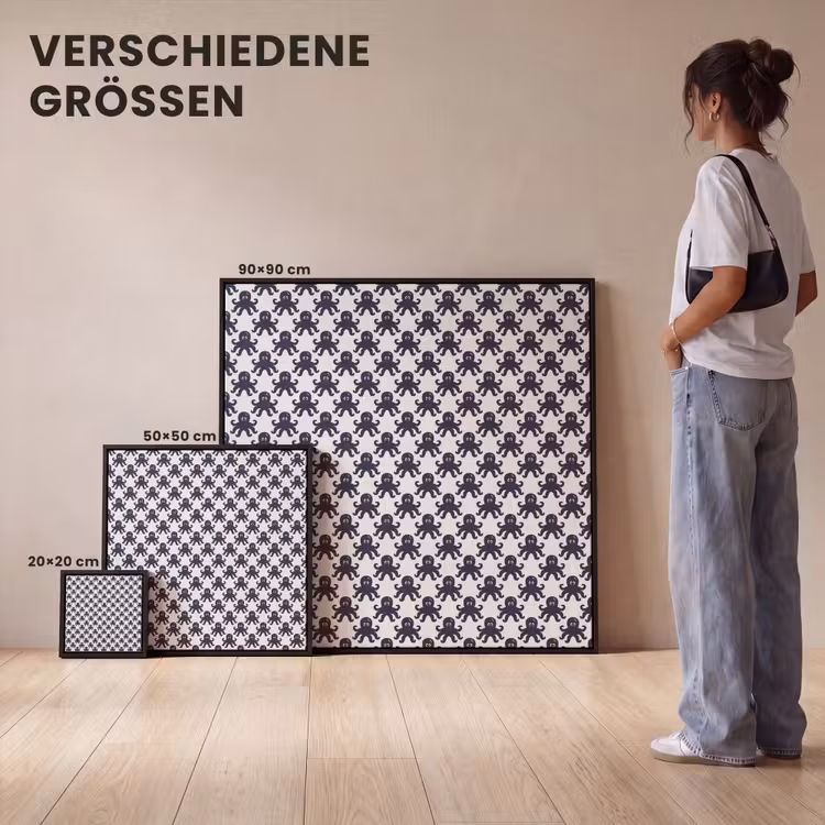 Oceaan - Octo - Blauw - Wit Canvas met baklijst klein 1124 -comparison_formatenoverzicht_DE