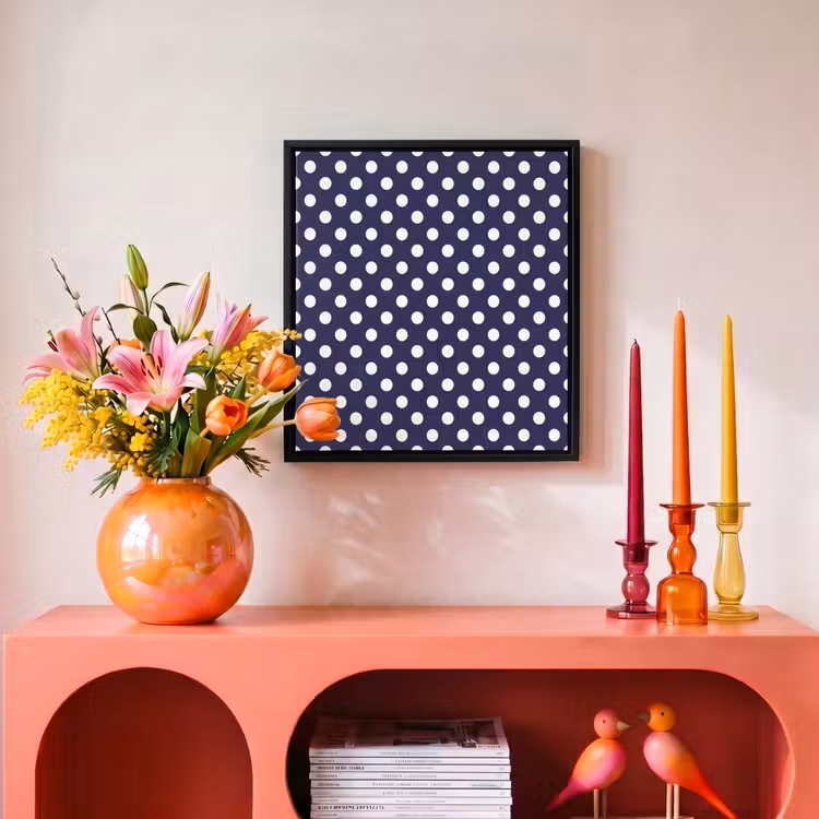 Oceaan - Stippen - Blauw - Wit Canvas met baklijst klein 1124 -atmosphere_sfeer3_global