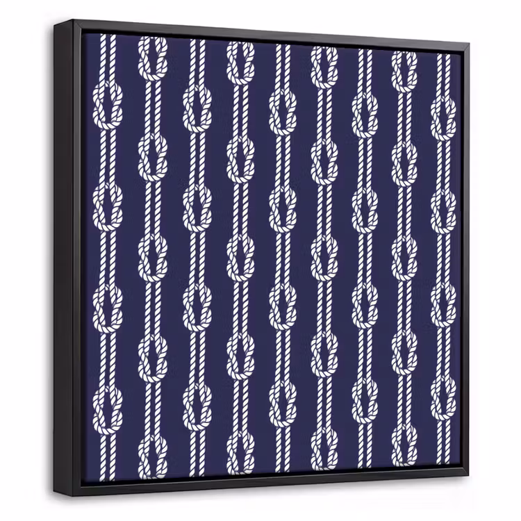 Oceaan - Touw - Blauw - Wit Canvas met baklijst klein 1124 -threedimensional_3d_global