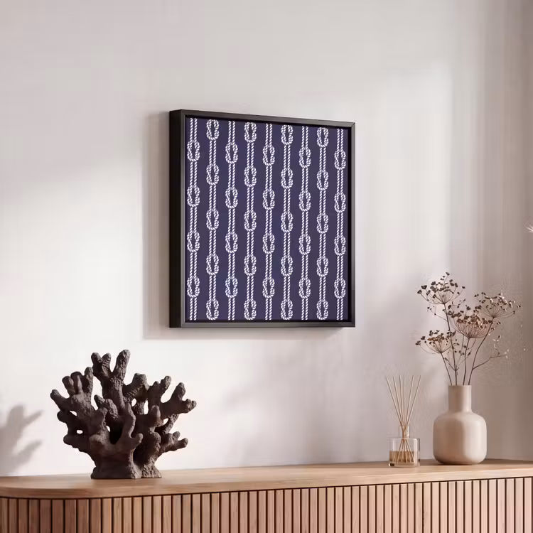 Oceaan - Touw - Blauw - Wit Canvas met baklijst klein 1124 -atmosphere_sfeer4_global