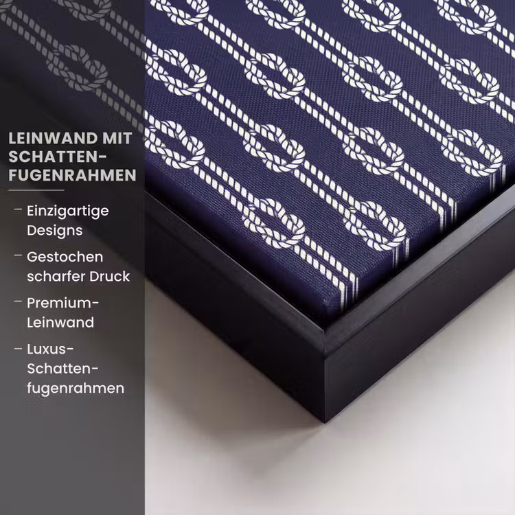 Oceaan - Touw - Blauw - Wit Canvas met baklijst klein 1124 -uniquesellingpoint_productkenmerken_DE