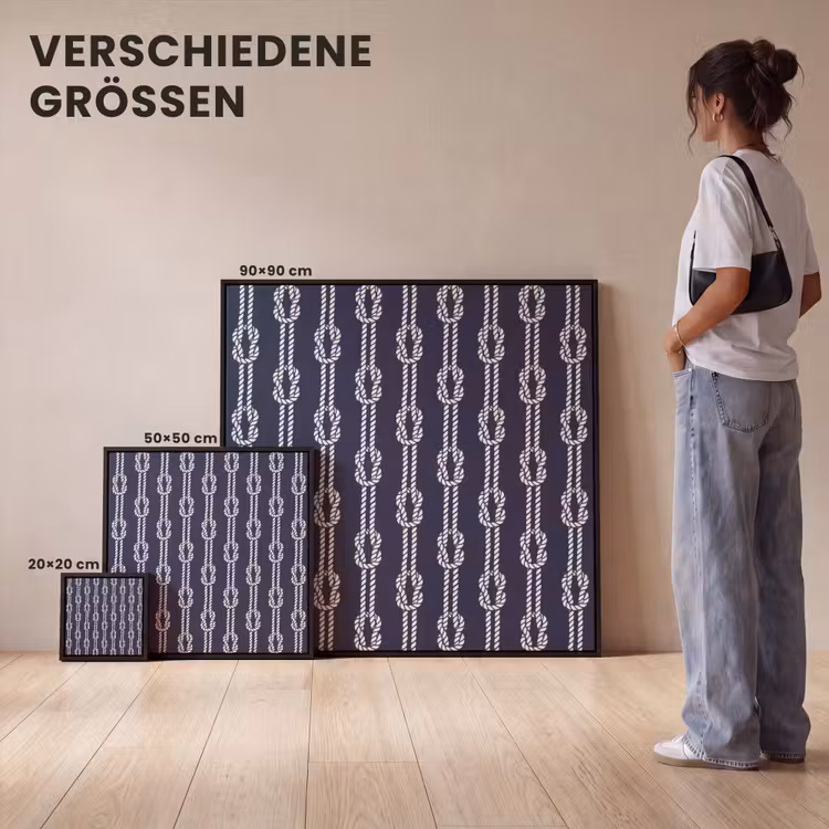 Oceaan - Touw - Blauw - Wit Canvas met baklijst klein 1124 -comparison_formatenoverzicht_DE