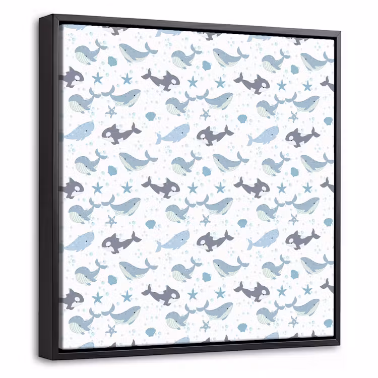 Oceaan - Walvis - Orka - Blauw Canvas met baklijst klein 1124 -threedimensional_3d_global