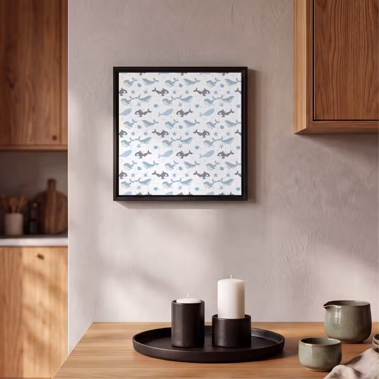 Oceaan - Walvis - Orka - Blauw Canvas met baklijst klein 1124 -atmosphere_sfeer2_global