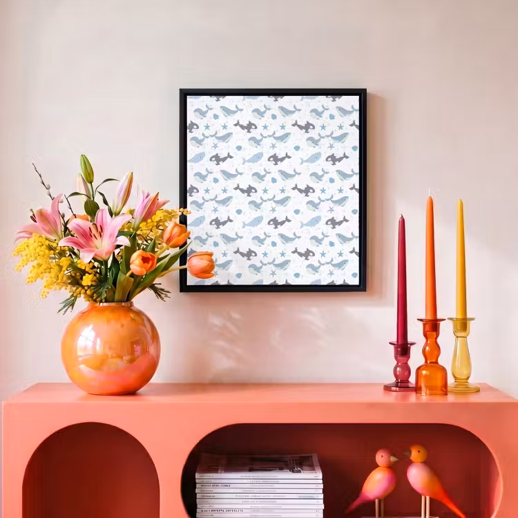 Oceaan - Walvis - Orka - Blauw Canvas met baklijst klein 1124 -atmosphere_sfeer3_global