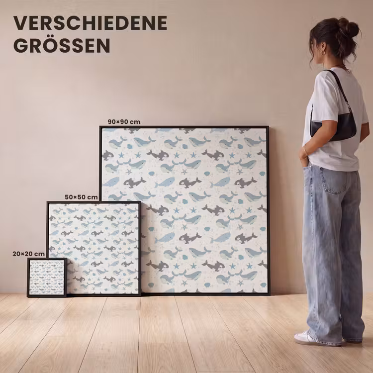Oceaan - Walvis - Orka - Blauw Canvas met baklijst klein 1124 -comparison_formatenoverzicht_DE