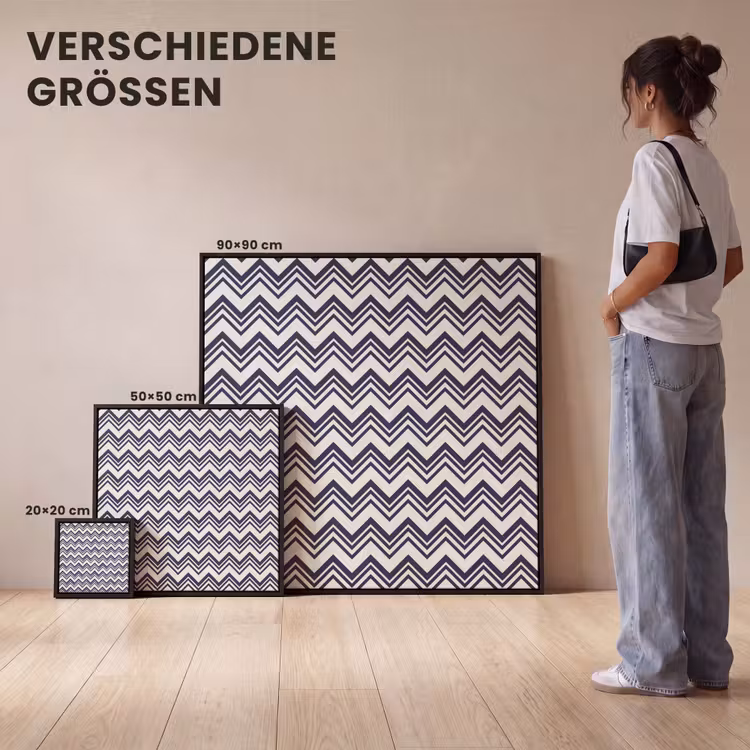 Oceaan - Golven - Blauw - Wit Canvas met baklijst klein 1124 -comparison_formatenoverzicht_DE
