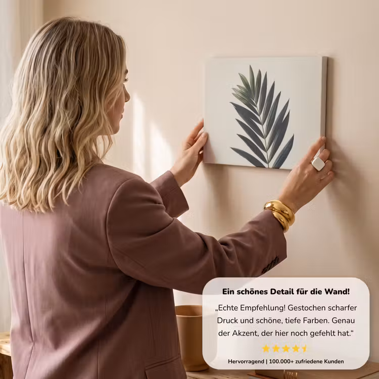 Palmblad - Donkere bladen - Subtiel canvas 2cm klein -sfeer3