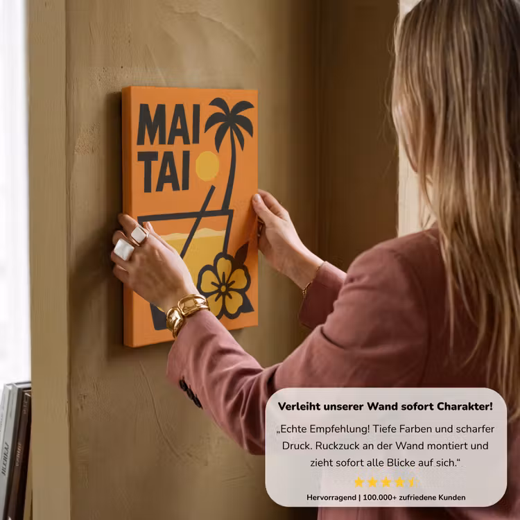 Palmboom - Bloem - Art - Drink canvas 2cm klein -sfeer3