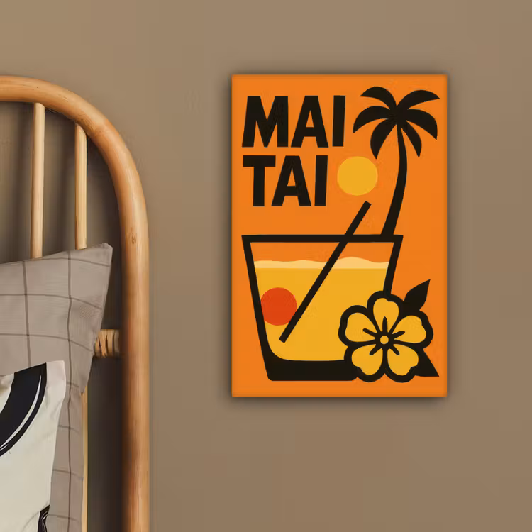 Palmboom - Bloem - Art - Drink canvas 2cm klein -sfeer6