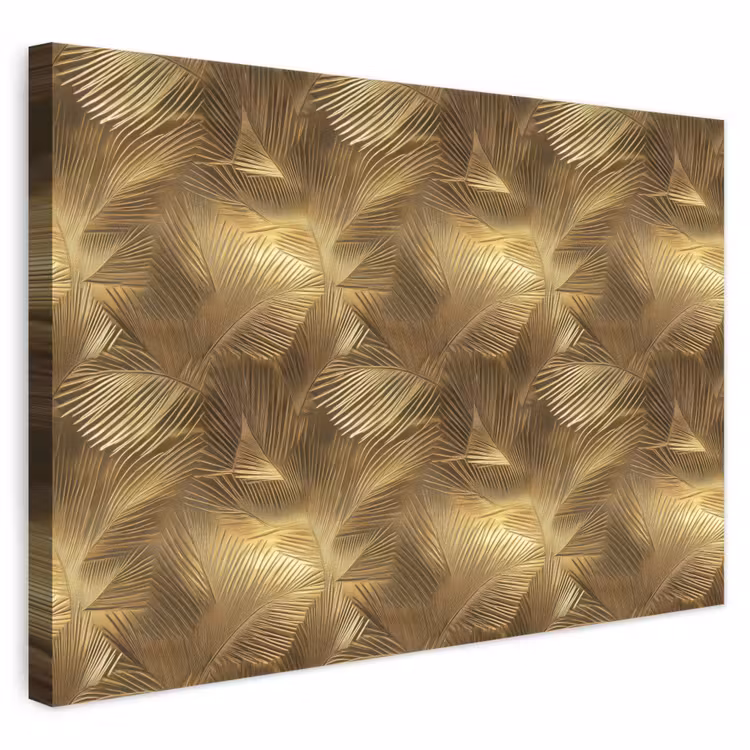 Palm - Waaier - Goud canvas 2cm klein 34 -3d