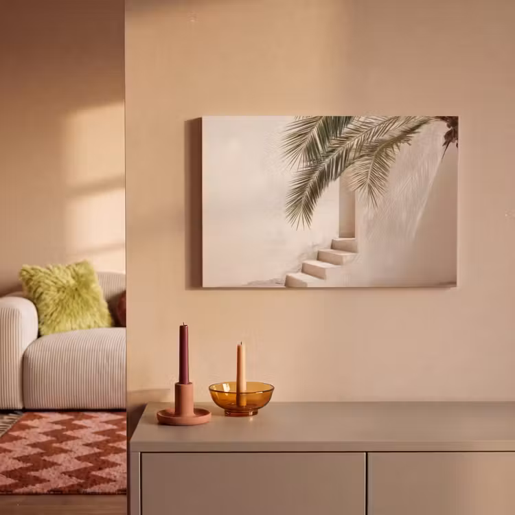 Palmboom - Schaduw - Trap - Beige canvas 2cm klein -sfeer1