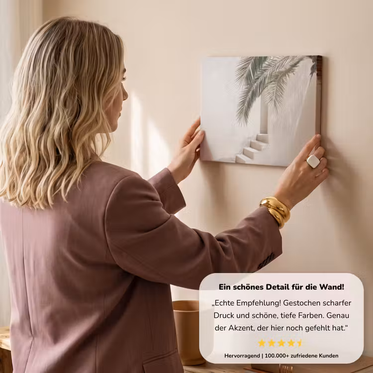 Palmboom - Schaduw - Trap - Beige canvas 2cm klein -sfeer3