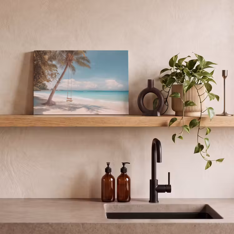 Palmboom - Schommel - Strand - Lucht canvas 2cm klein -sfeer6