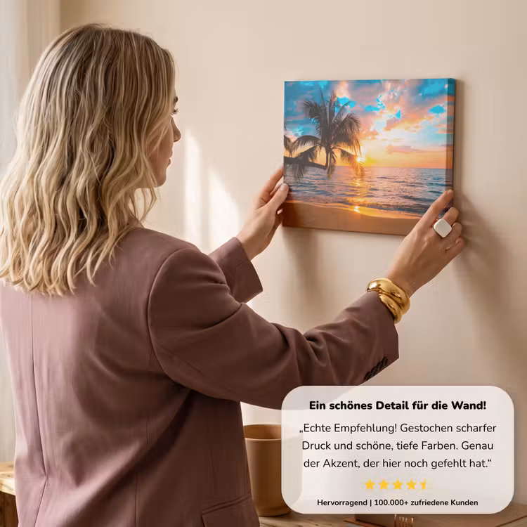 Palme - Sonnenuntergang - Horizont - Strand - Meer - Tropisch canvas 2cm klein -Xsfeer7_DE