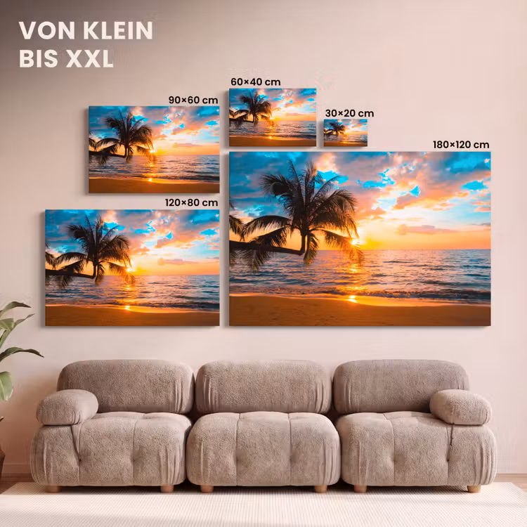 Palme - Sonnenuntergang - Horizont - Strand - Meer - Tropisch canvas 2cm klein -Xsfeer8_DE