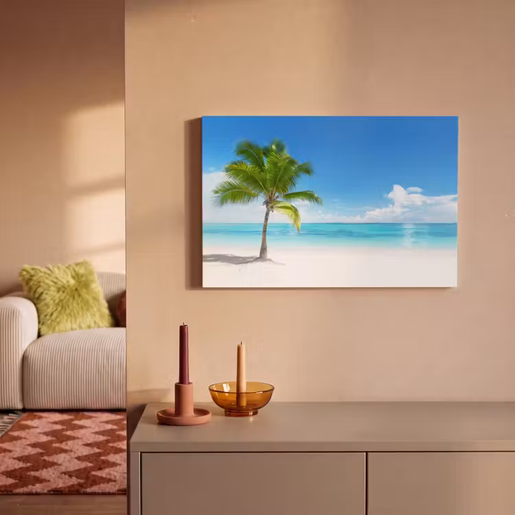 Palmboom - Strand - Zee - Zomer canvas 2cm klein -sfeer1