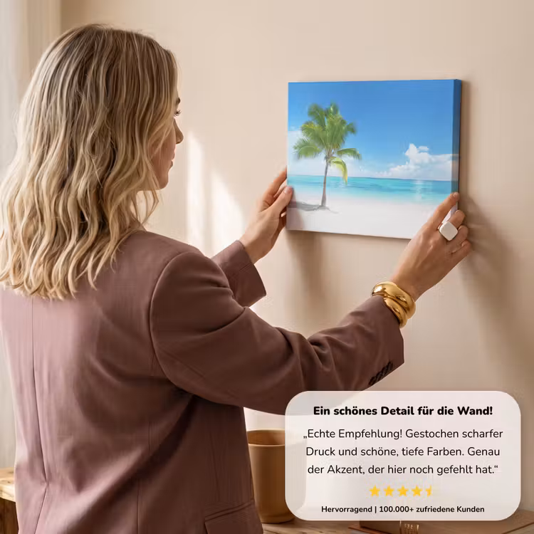 Palmboom - Strand - Zee - Zomer canvas 2cm klein -sfeer3