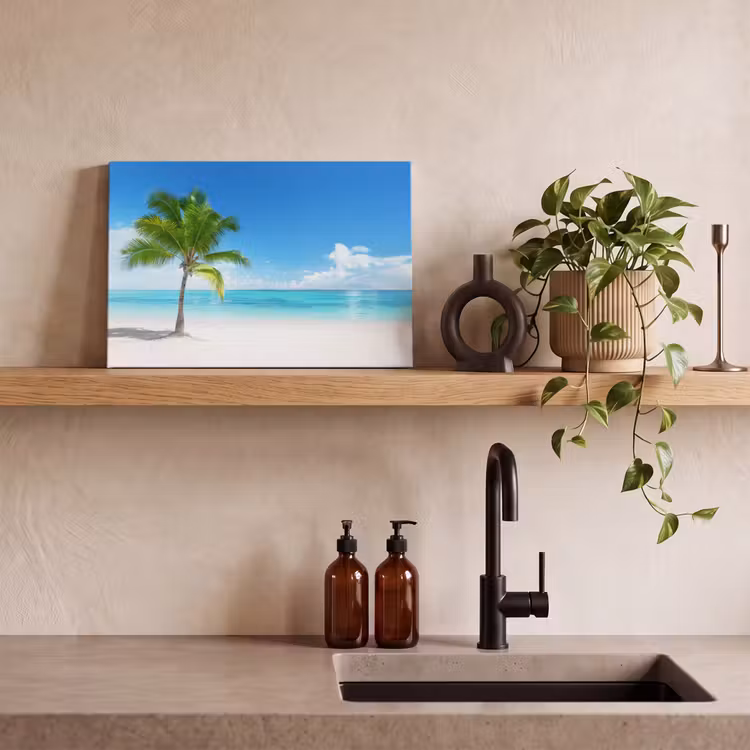 Palmboom - Strand - Zee - Zomer canvas 2cm klein -sfeer6