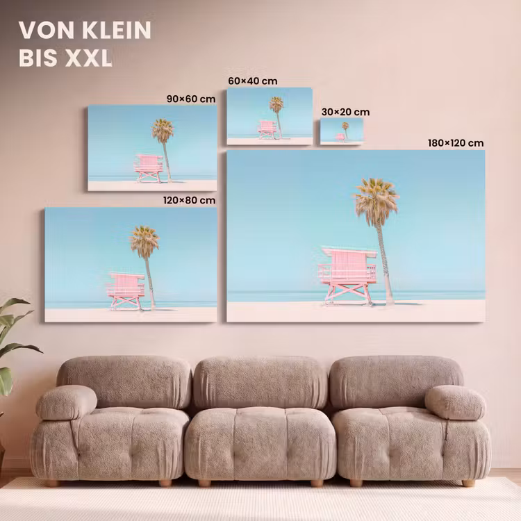 Palmboom - Strandhuis - Roze canvas 2cm klein -Xsfeer8_DE