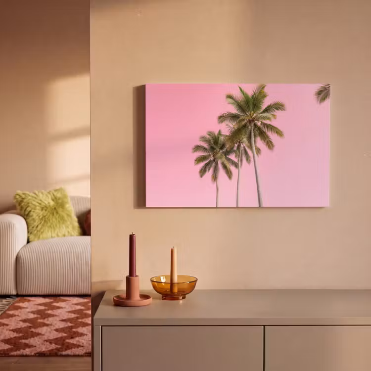 Palmboom - Tropisch - Pink canvas 2cm klein -sfeer1