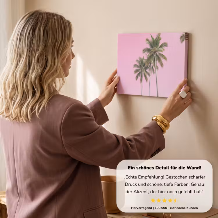 Palmboom - Tropisch - Pink canvas 2cm klein -sfeer3