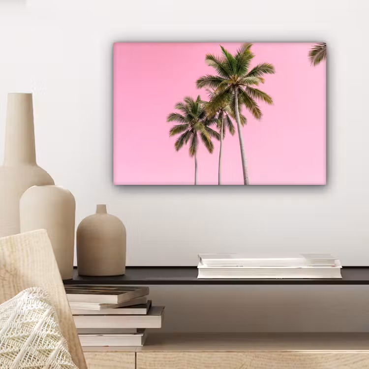 Palmboom - Tropisch - Pink canvas 2cm klein -sfeer6