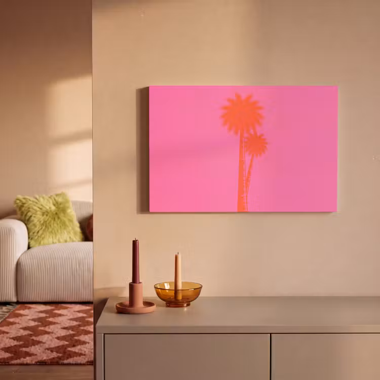 Palmbomen - Modern - Roze canvas 2cm klein -sfeer1