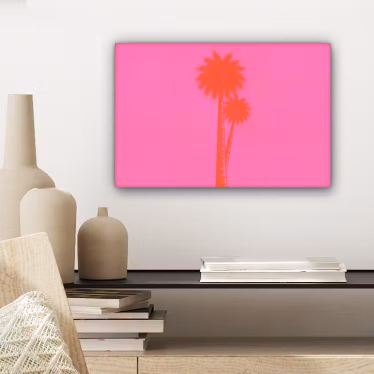 Palmbomen - Modern - Roze canvas 2cm klein -sfeer6
