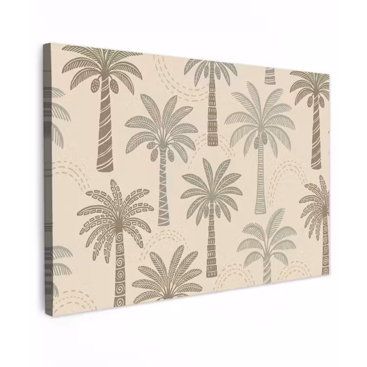 Palmbomen - Patroon - Tropisch - Beige canvas 2cm klein -z3d