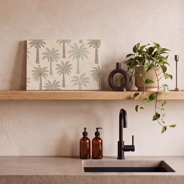 Palmbomen - Patroon - Tropisch - Beige canvas 2cm klein -sfeer6